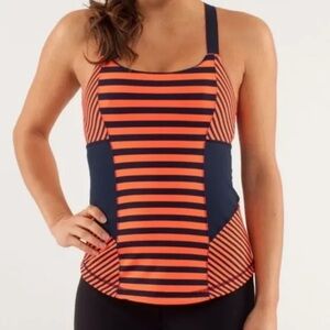 Lululemon Work It Out Tank Sz 6 Navy Blue & Bright Orange